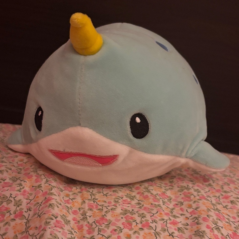 Fiesta Plush Narwhal - Light Blue and Yellow